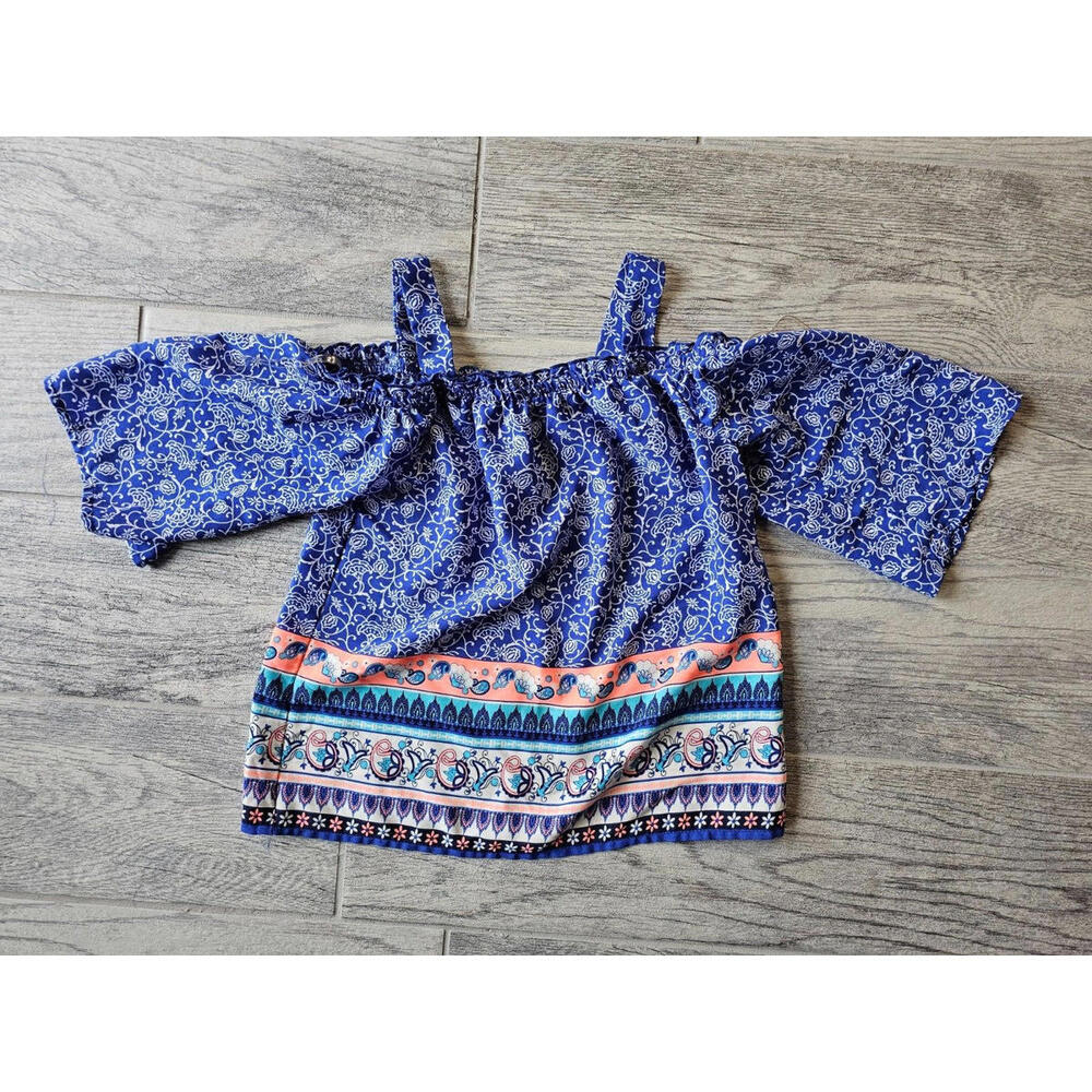 Girls Rewind cold shoulder boho blouse size small multi colors